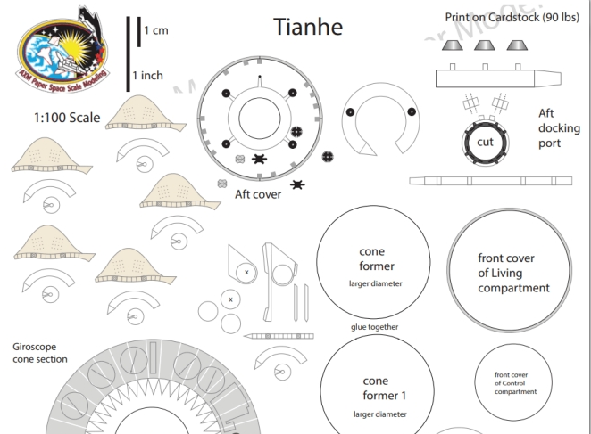 中国天宫空间站模型设计图(纸模) v1.93