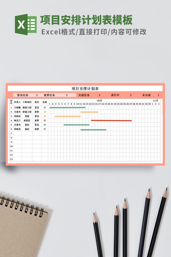 项目安排计划表模板 v3.72