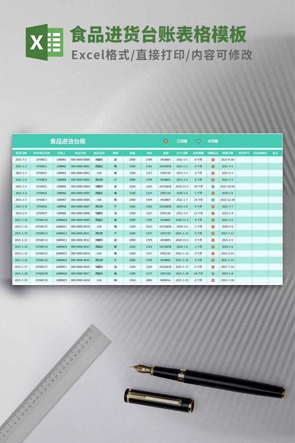 食品进货台账表格模板 v1.30