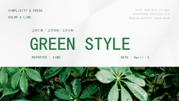 绿色清新植物工作汇报PPT模板 v2.41
