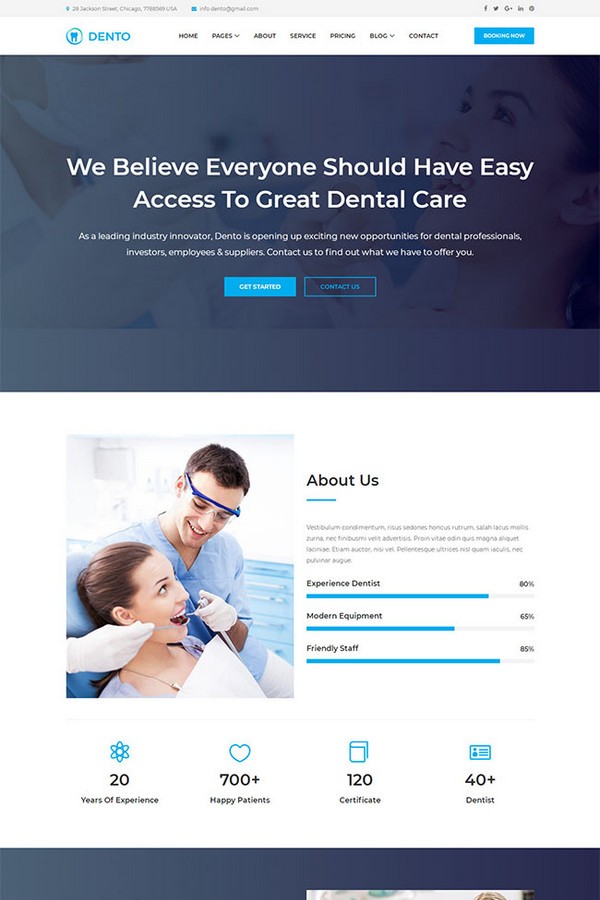 蓝色清爽牙科预约网站模板 v2.90