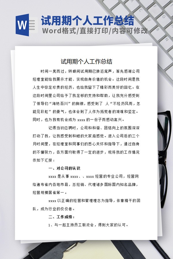 试用期个人工作总结范本 v2.32