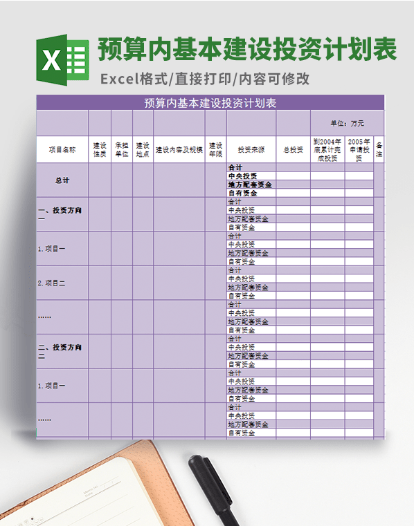 预算内基本建设投资计划表模板 v1.48